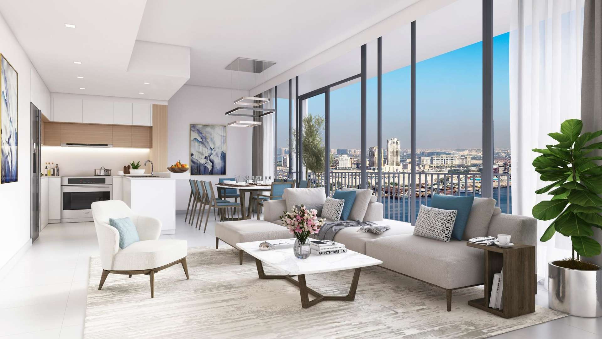 Luxury studio apartments at Creek Edge, Dubai Creek Harbour with stunning skyline views