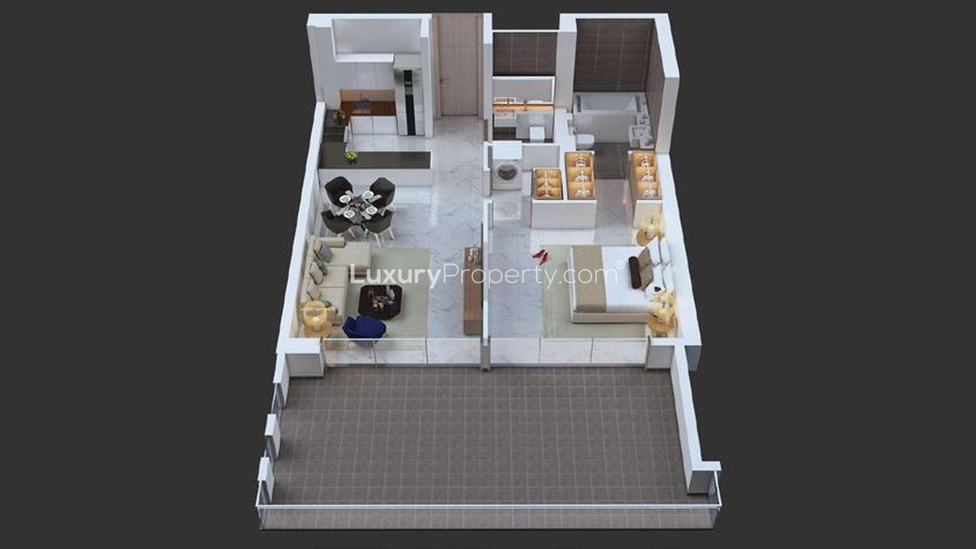 Modern bathroom in Urban Haven studio, District One, MBR City, luxury apartment for sale