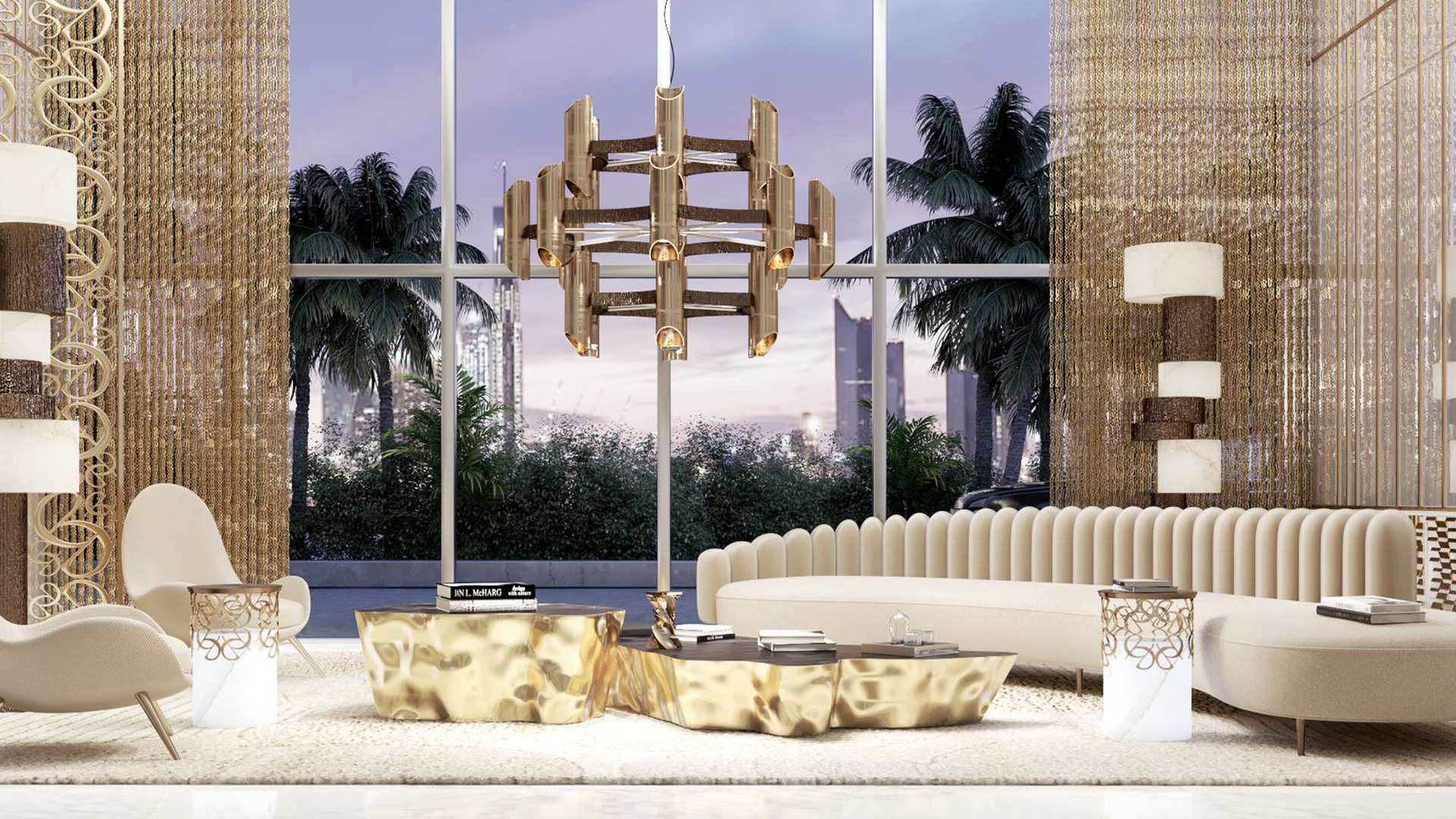 Grand Bleu Tower studio balcony view overlooking Dubai Harbour and Palm Jumeirah at Emaar Beachfront