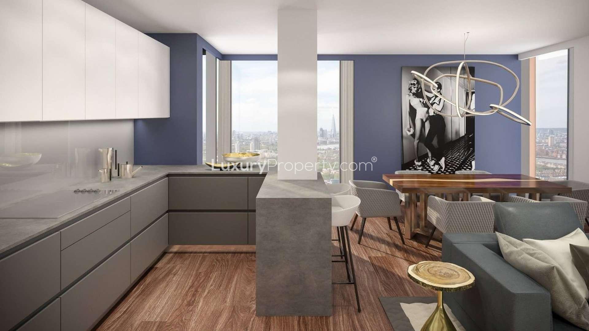 Luxurious lobby in Maine Tower, Canary Wharf, London apartment for sale