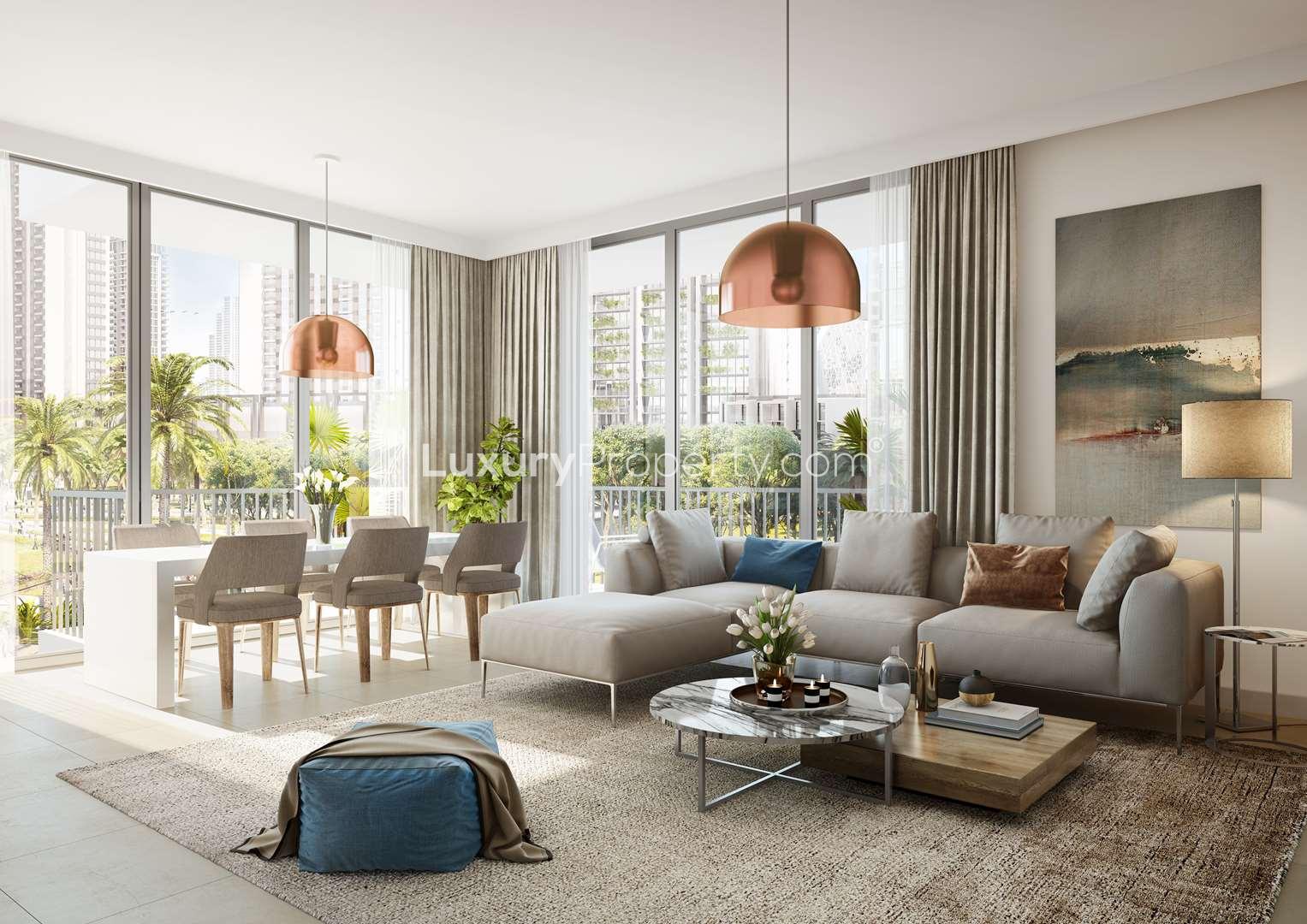 Luxury waterfront apartments with pool view at Island Park 1, Dubai Creek Harbour