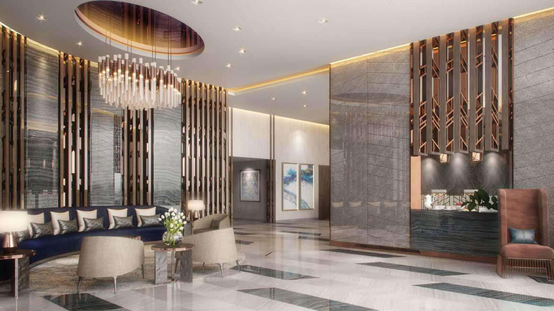 Kiara Apartments in Dubailand with stunning golf course views at sunset