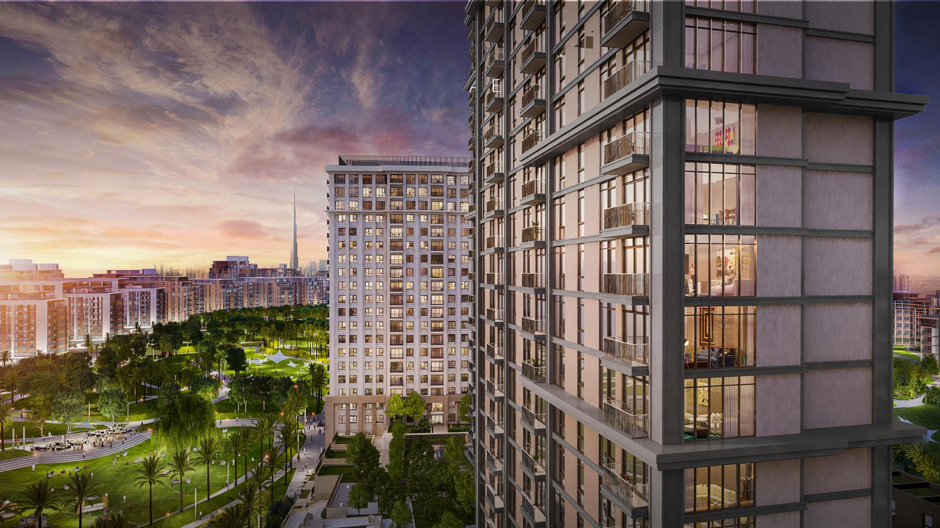 Exterior view of Lime Gardens apartment building, Dubai Hills Estate, for sale