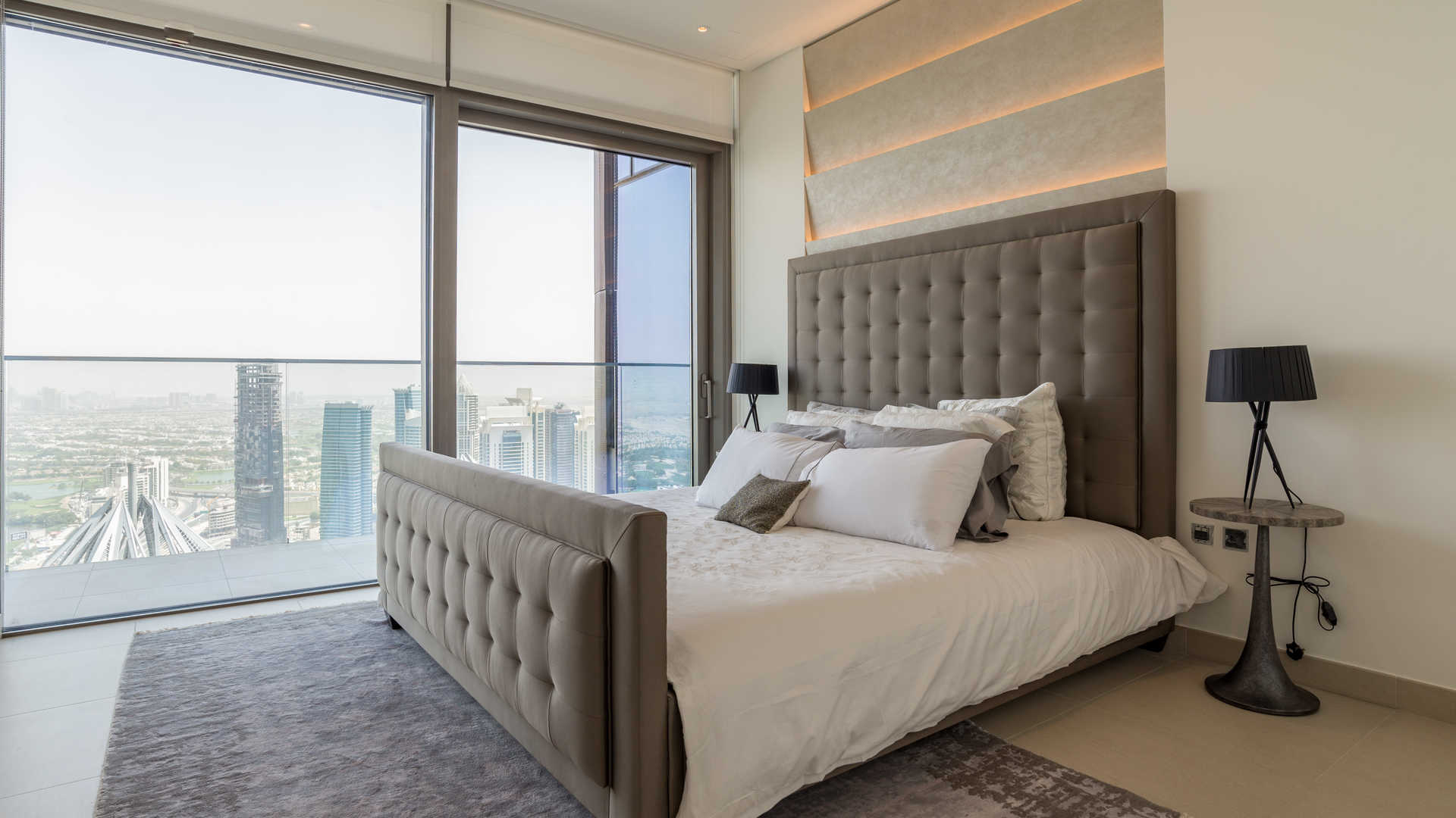 Aerial view of Marina Gate, Dubai Marina waterfront with yachts and skyscrapers