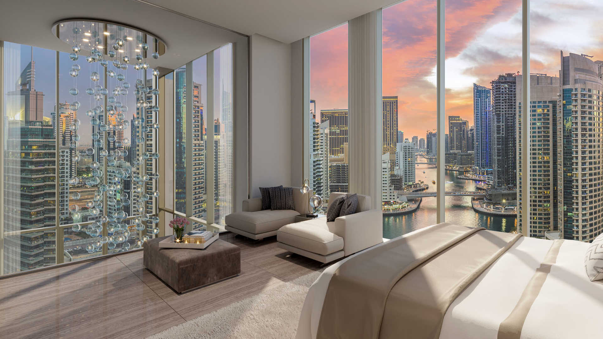 Luxury apartment tower in Dubai Marina with stunning waterfront views, available for sale