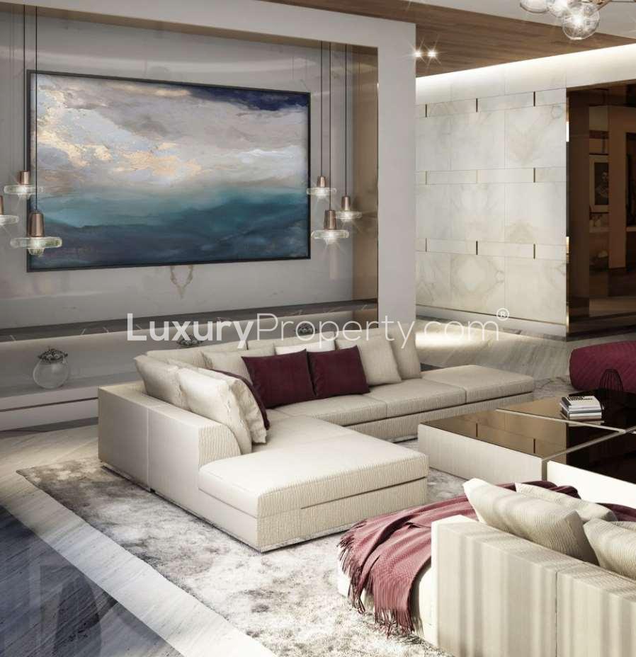 Modern studio apartment interior in Noora Tower, Al Habtoor City, Business Bay for sale