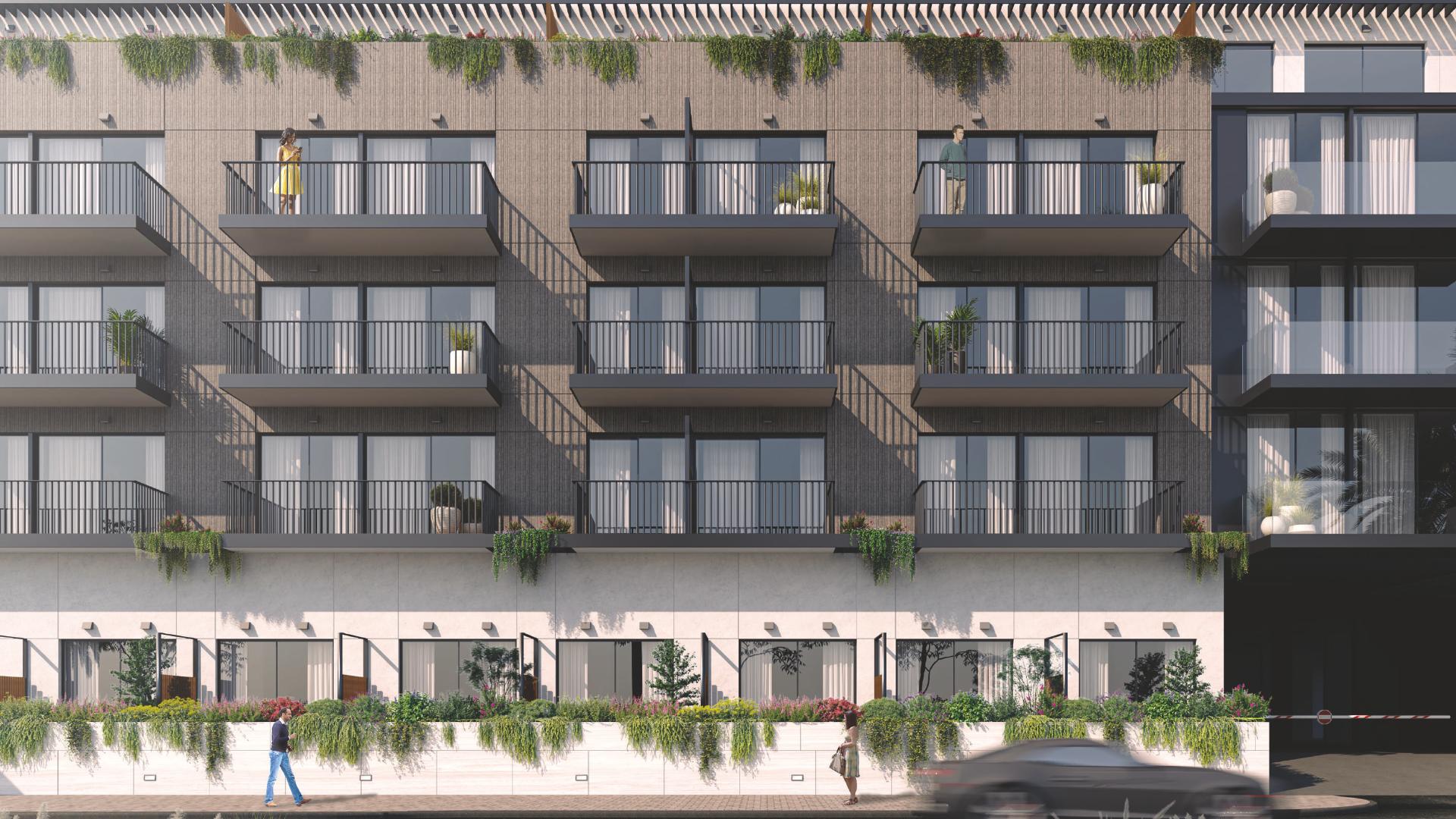 Modern living room and kitchen in Oakley Square Residences, JVC apartment for sale