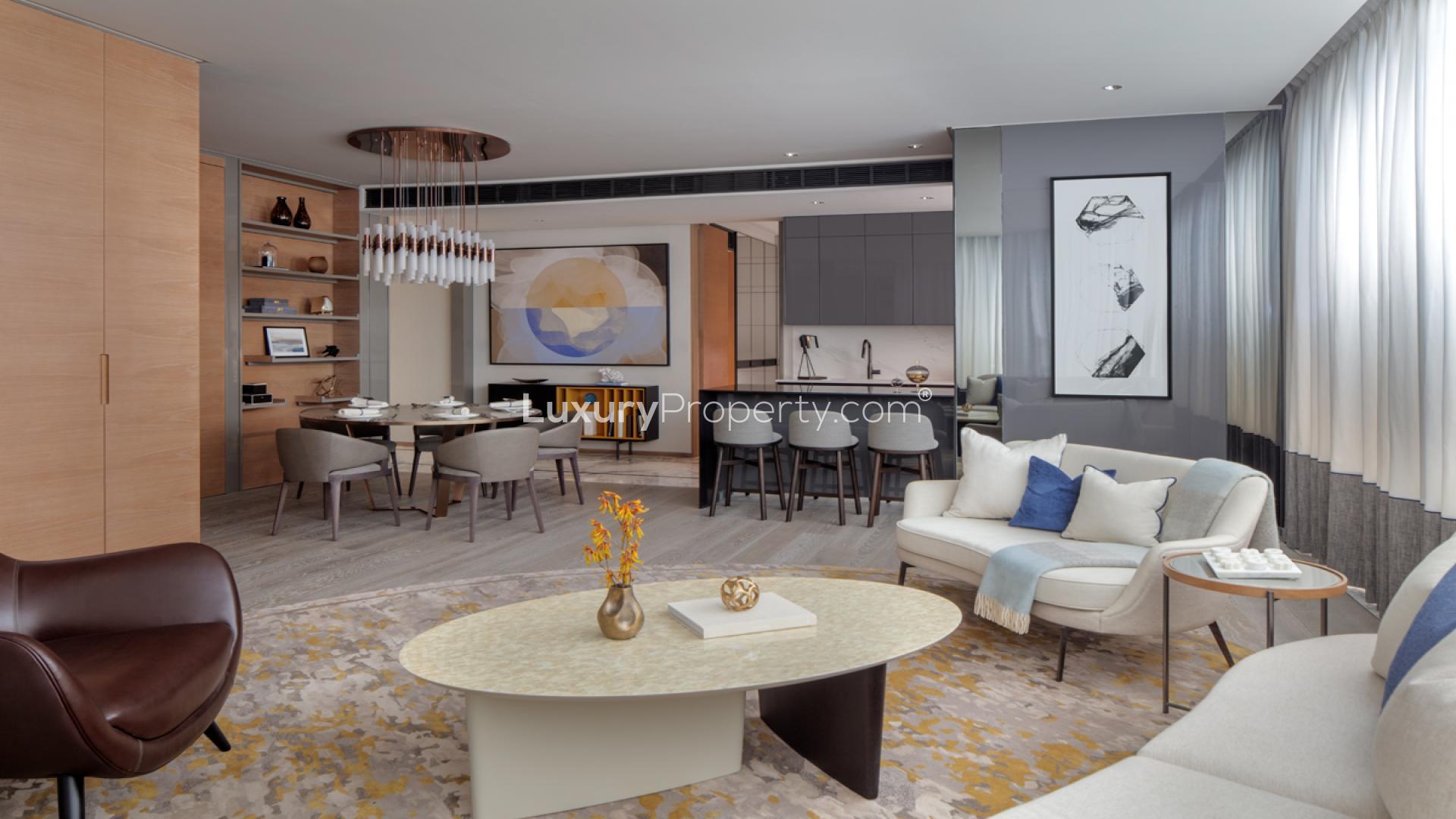 Luxurious One Za'abeel studio apartment with panoramic city views and elegant interior design