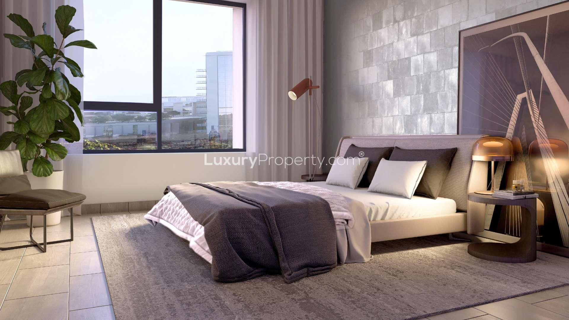Studio apartment bedroom interior in Park Field, Dubai Hills Estate, modern design
