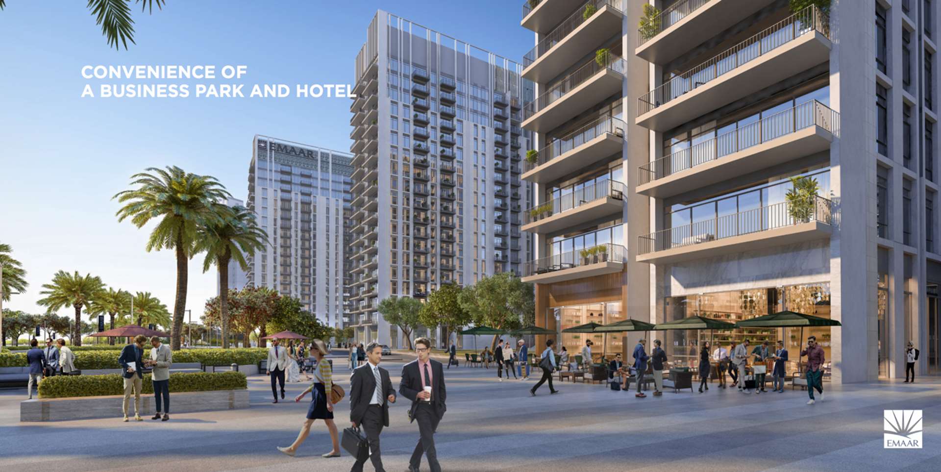 Modern apartment balcony view at Park Heights, Dubai Hills Estate, showcasing urban luxury living