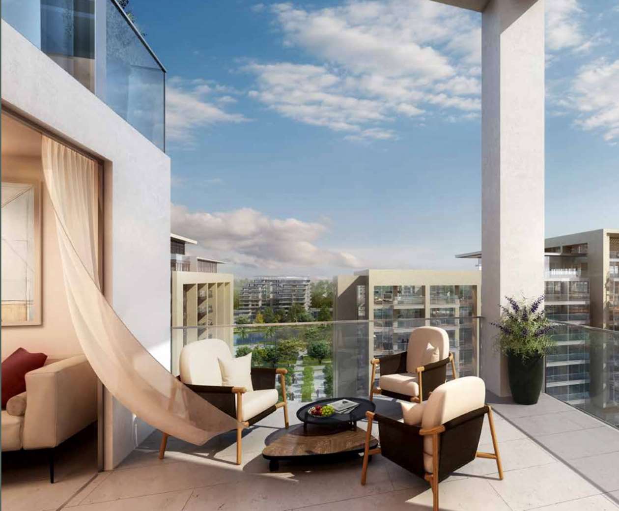 Luxurious balcony view at Park Point, Dubai Hills Estate apartment for sale