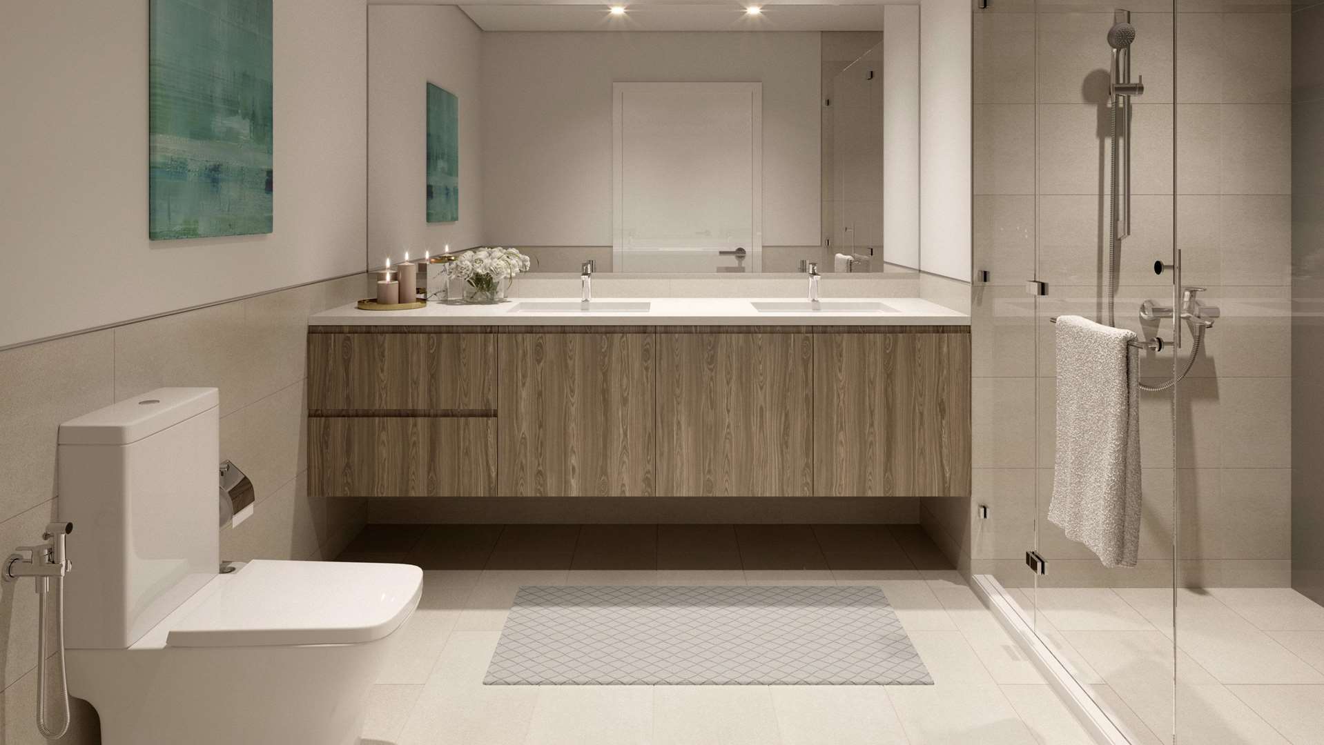 Modern cafe area in Park Ridge Apartments, Dubai Hills Estate, featuring stylish seating and decor