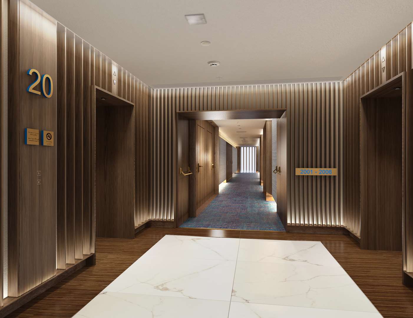 Luxurious lobby interior at Cayan Cantara by Rotana, Al Barsha South, Dubai apartment