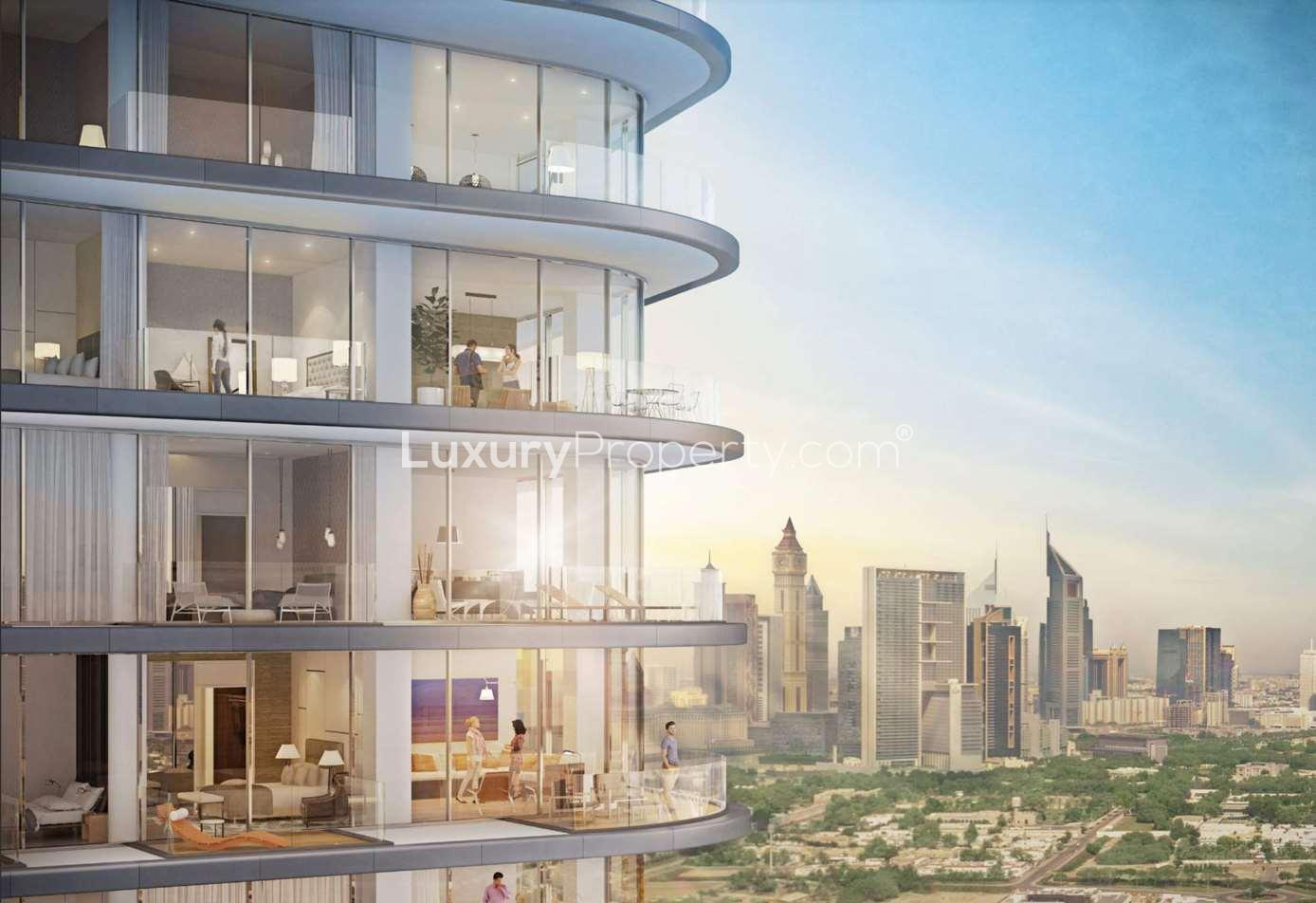 RP Heights studio apartment exterior with skyline view, Downtown Dubai, for sale