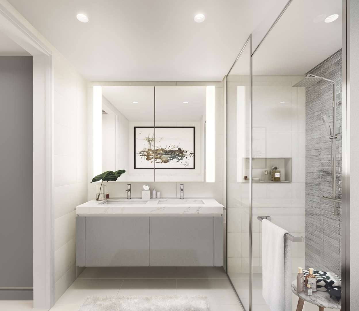 Studio apartment interior at Sunrise Bay, Emaar Beachfront, Dubai Harbour, modern design, for sale