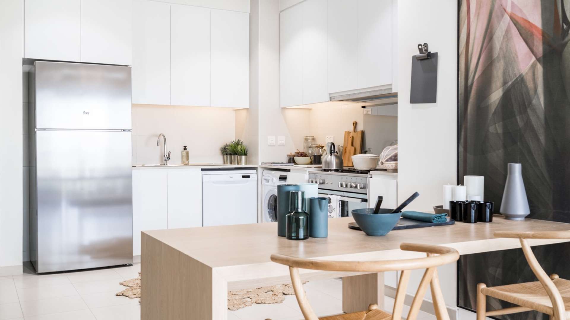 Modern kitchen in Urbana studio apartment, Emaar South, Dubai South for sale