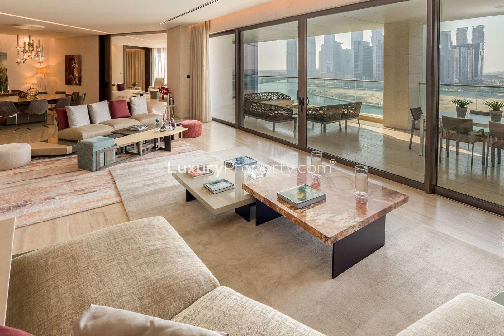 Modern interior of Volante Tower studio apartment in Business Bay, featuring elegant furnishings