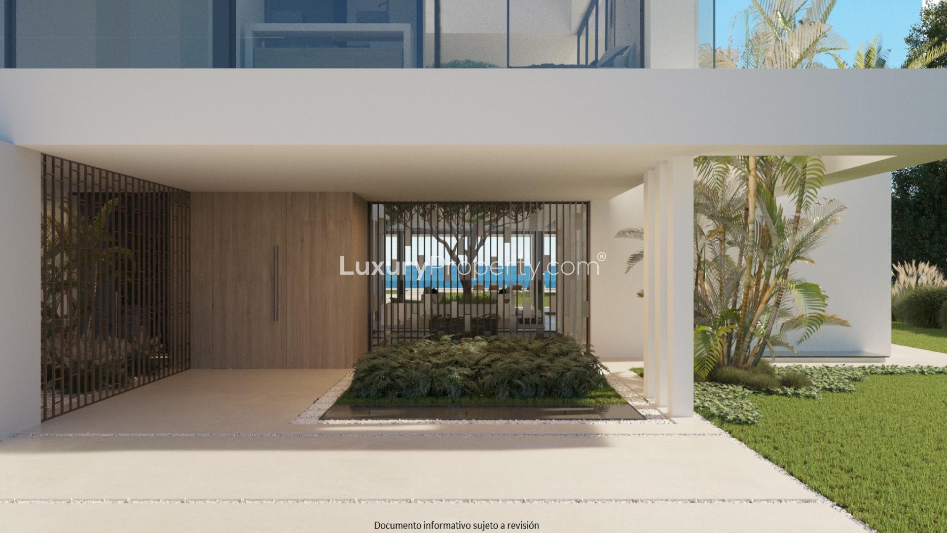 Frontline beach luxury villa exterior with modern design in Estepona, Málaga for sale