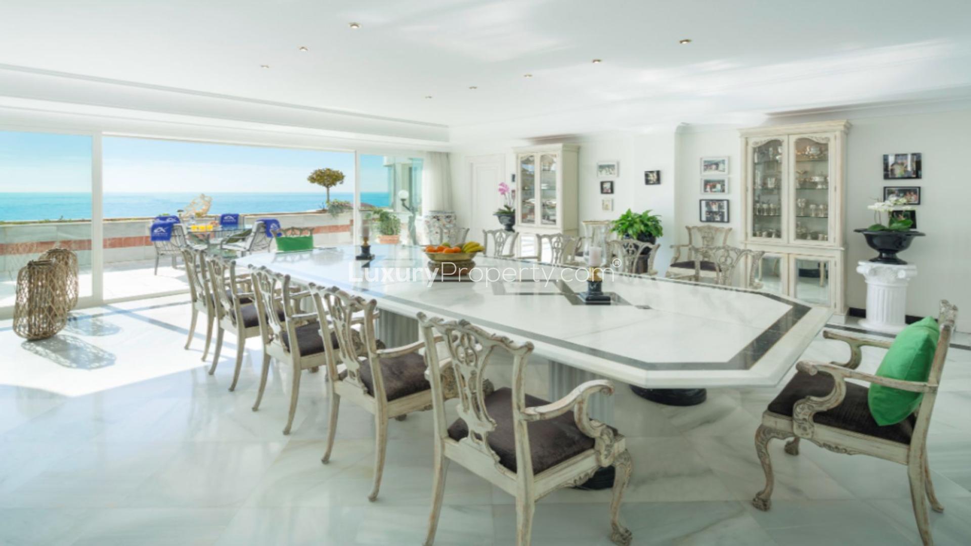 Luxurious living room in exclusive Puerto Banús penthouse with sea view