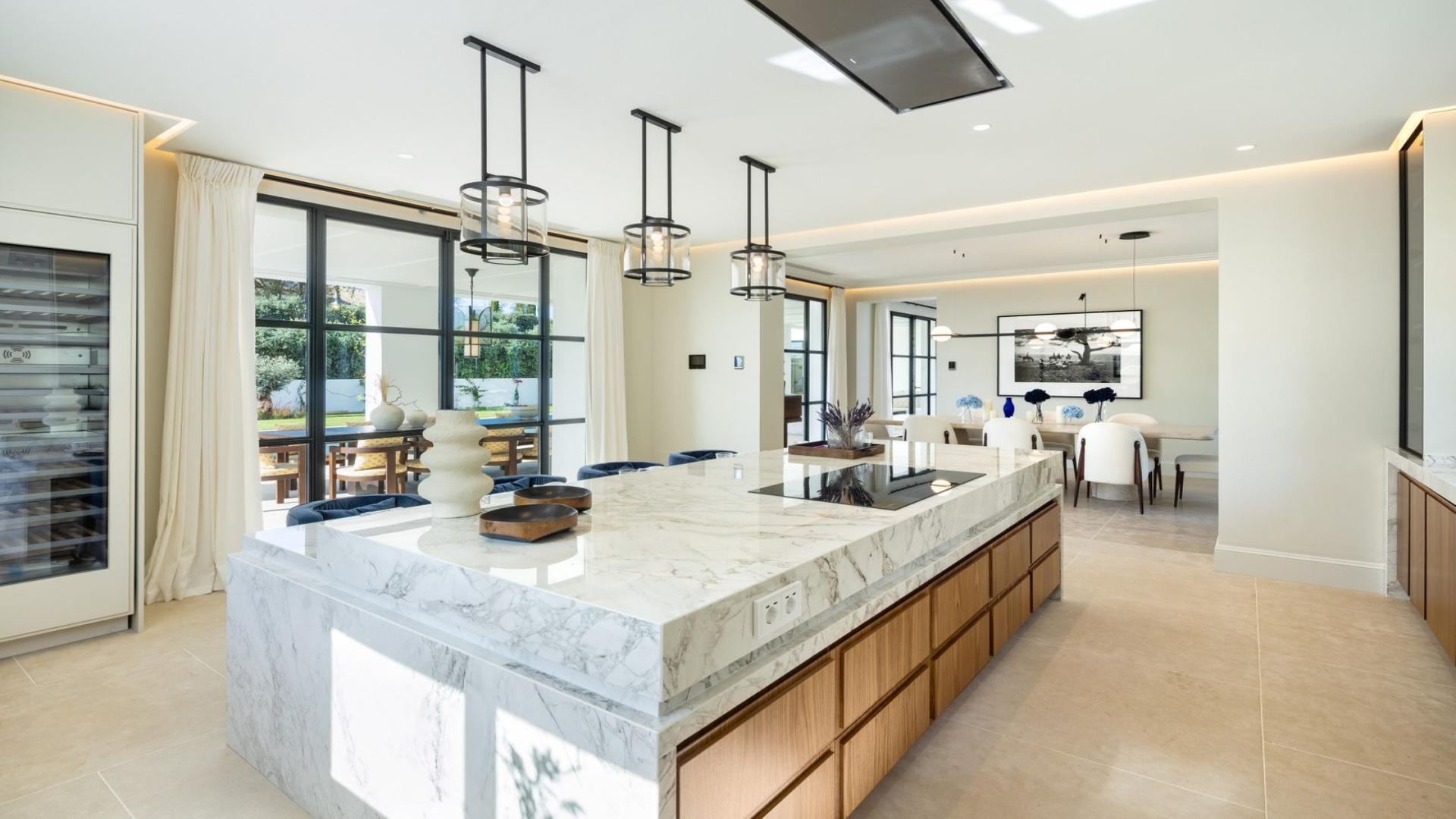 Luxurious living room in 6-bedroom villa, Cascada de Camoján, Marbella, with modern decor