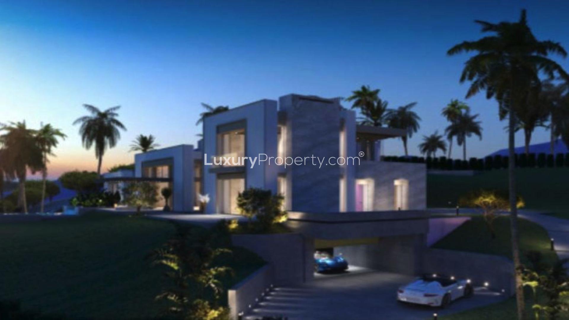 Elegant seven-bedroom villa with panoramic sea views at sunset in Marbella, Málaga