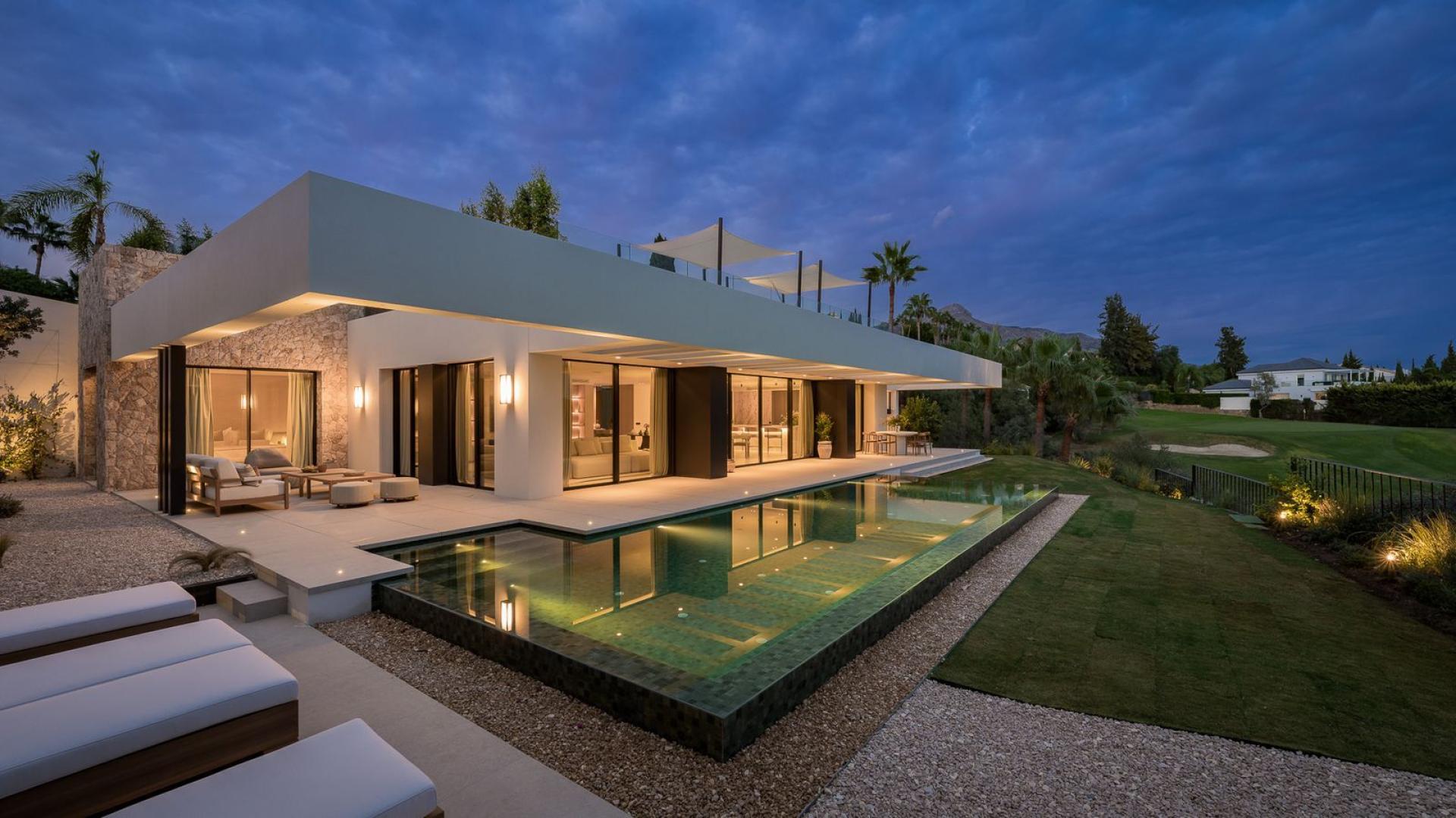 Luxury golf front villa with pool and terrace in Los Naranjos, Nueva Andalucía, Spain