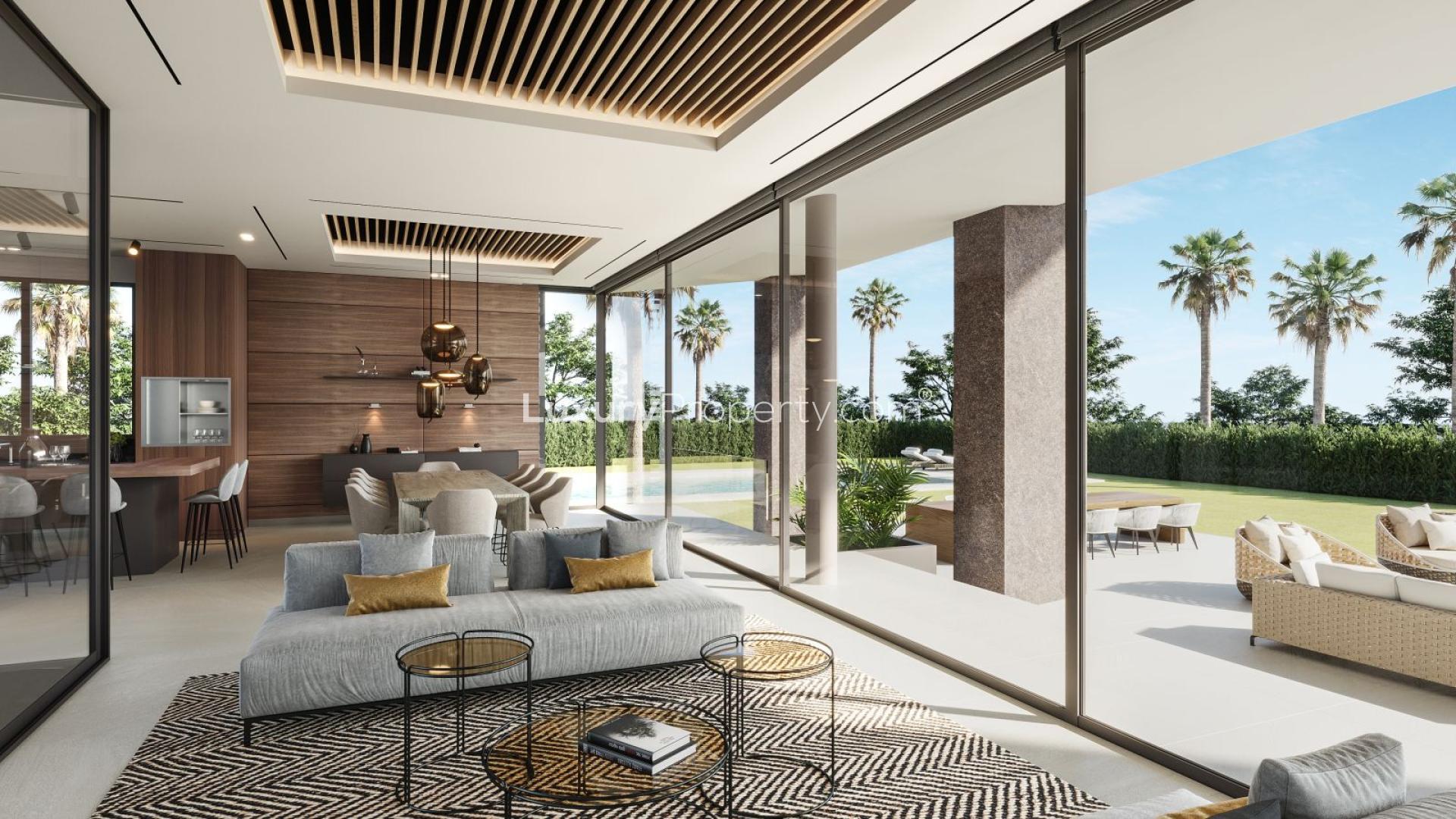 Luxurious rooftop terrace with ocean views in Puerto Banús villa for sale