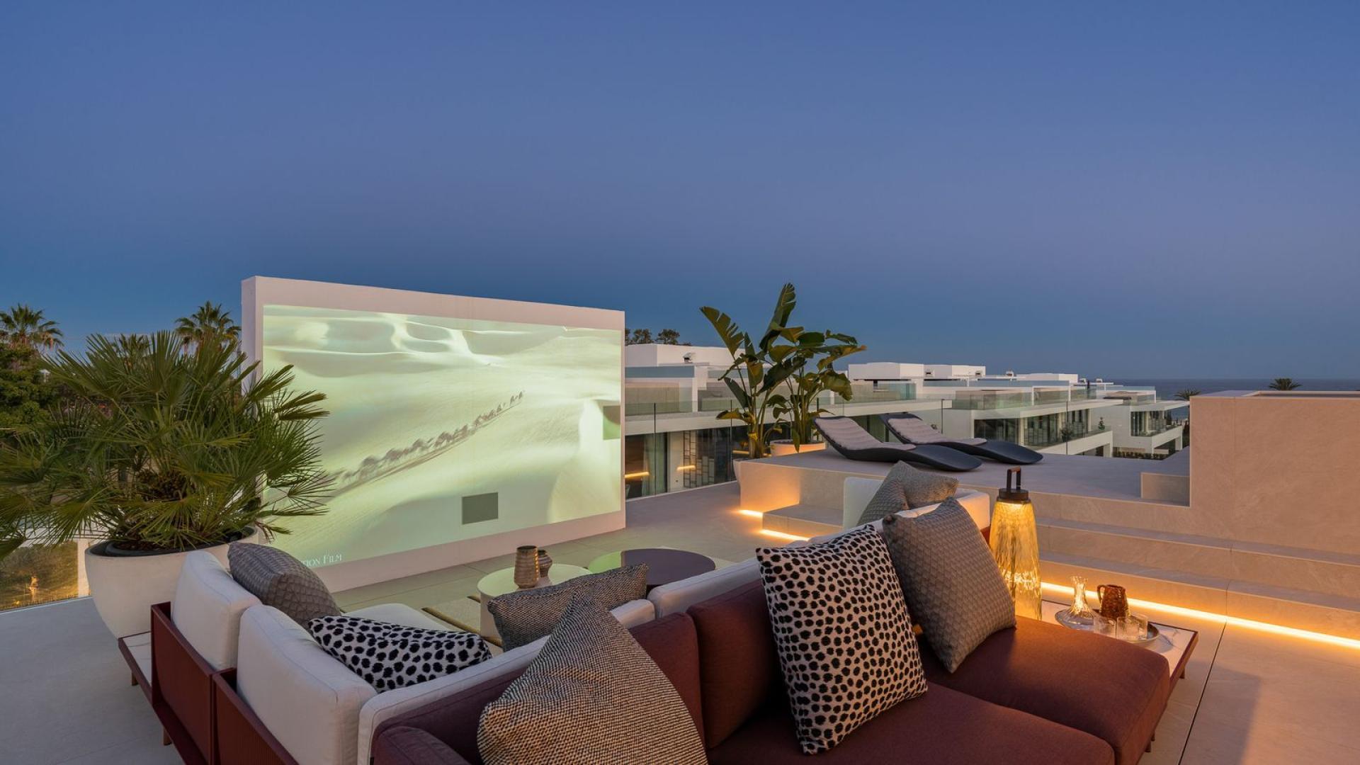 Luxurious living area in modern villa with sea views, Marbella, The Golden Mile