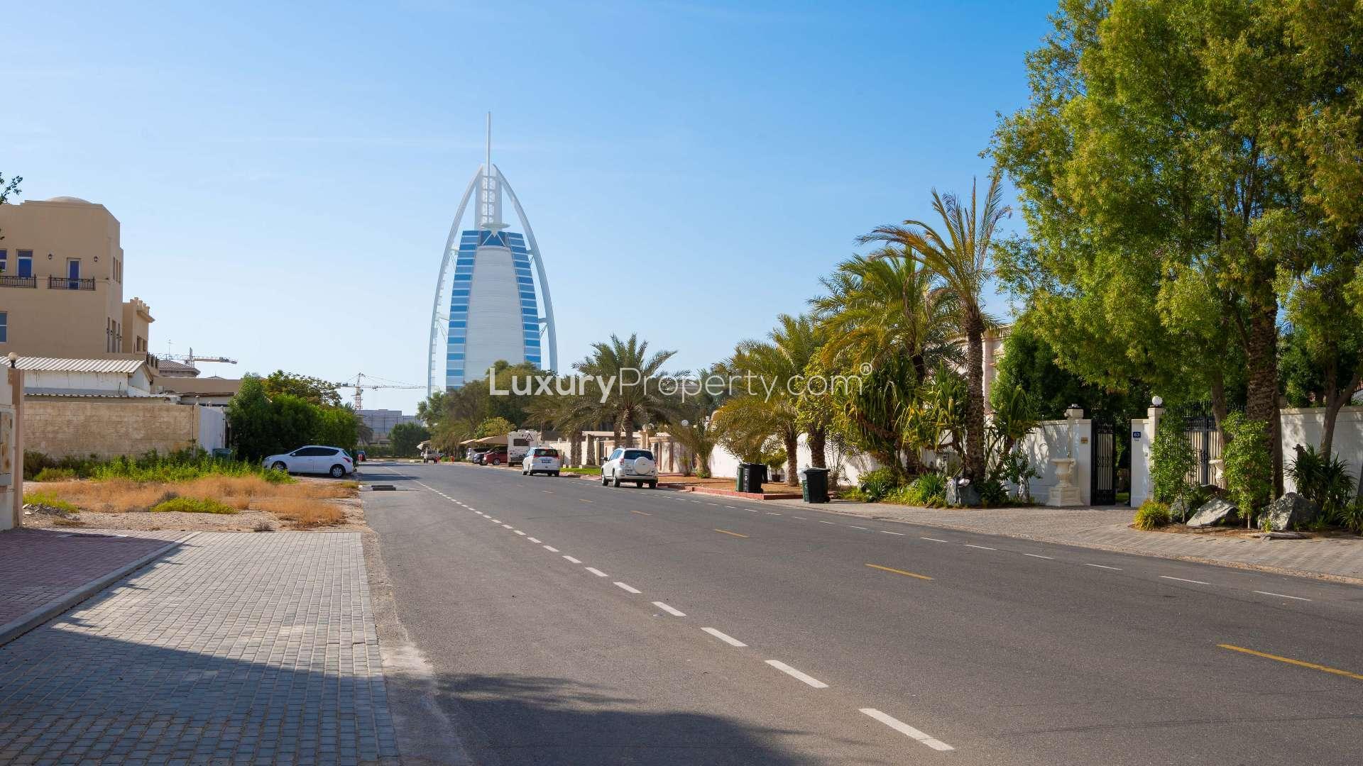 Freehold plot for sale in Al Wasl Road, Dubai, with city skyline views