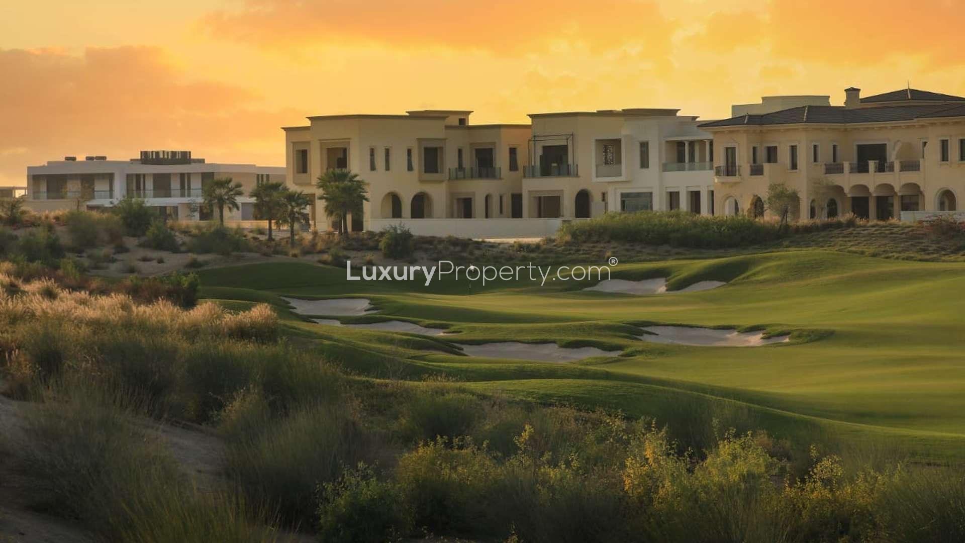 Prime residential plot view in Emerald Hills, Dubai Hills Estate golf course setting
