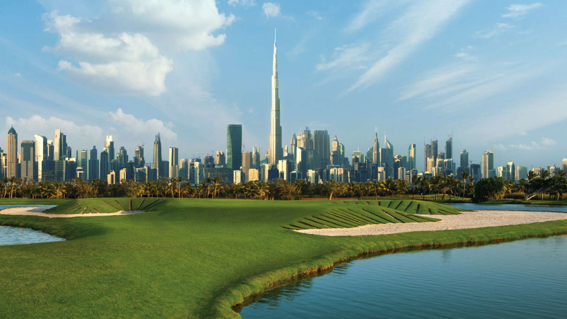 Residential land view at The Fairway Vistas, Dubai Hills Estate with skyline backdrop