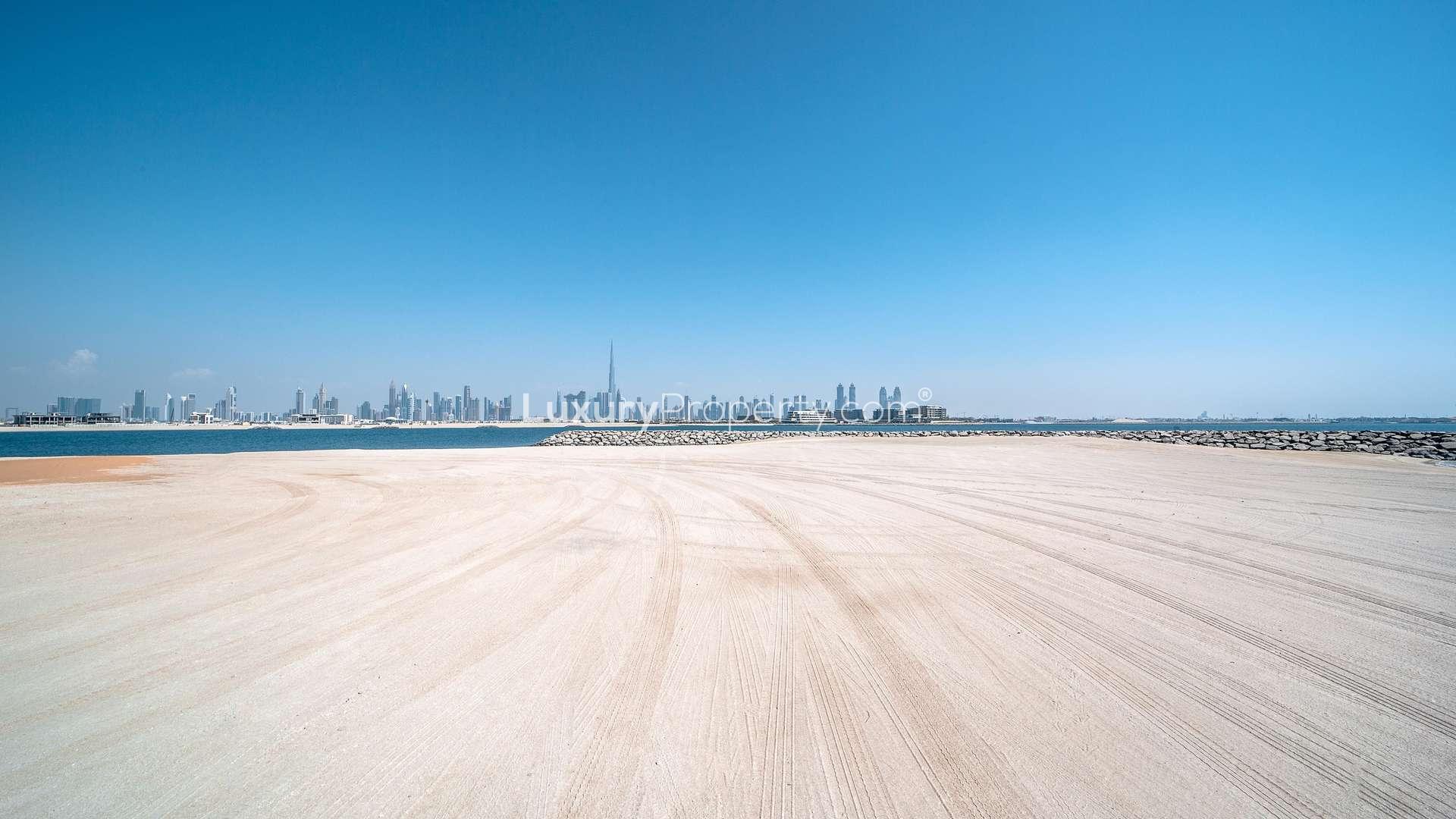 Expansive plot for sale on Jumeirah Bay Island, Dubai with city skyline view