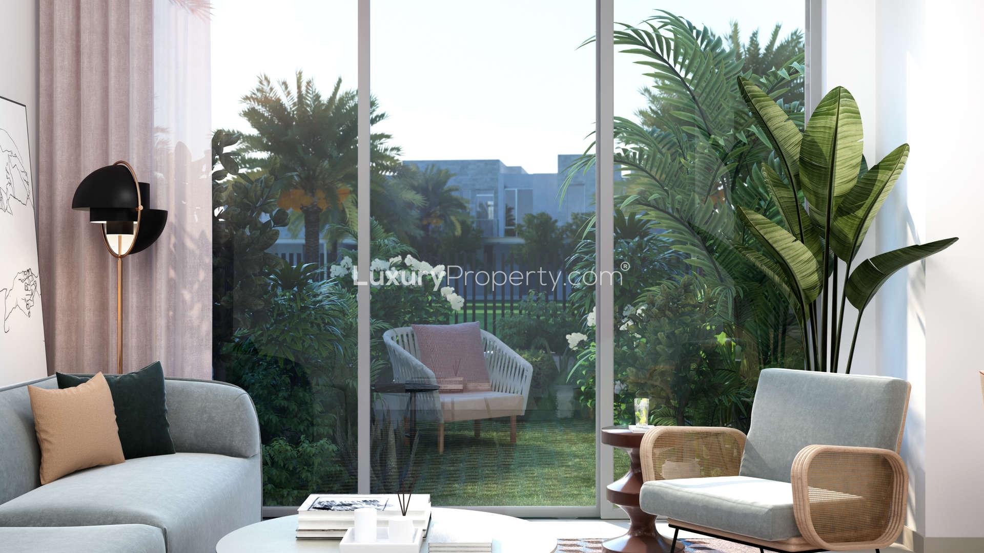 Modern interior of studio townhouse at Joy, Arabian Ranches III, Dubai with large windows