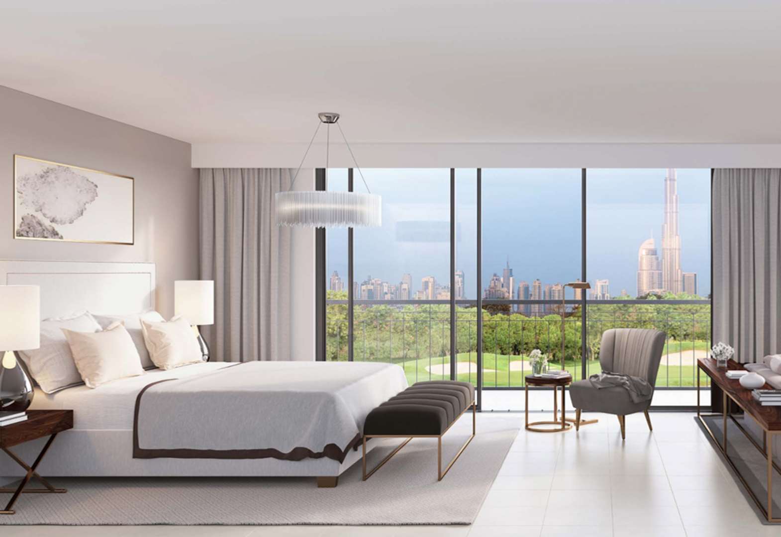 Modern villa exterior with pool at Dubai Hills Estate, Fairway Vistas, for sale