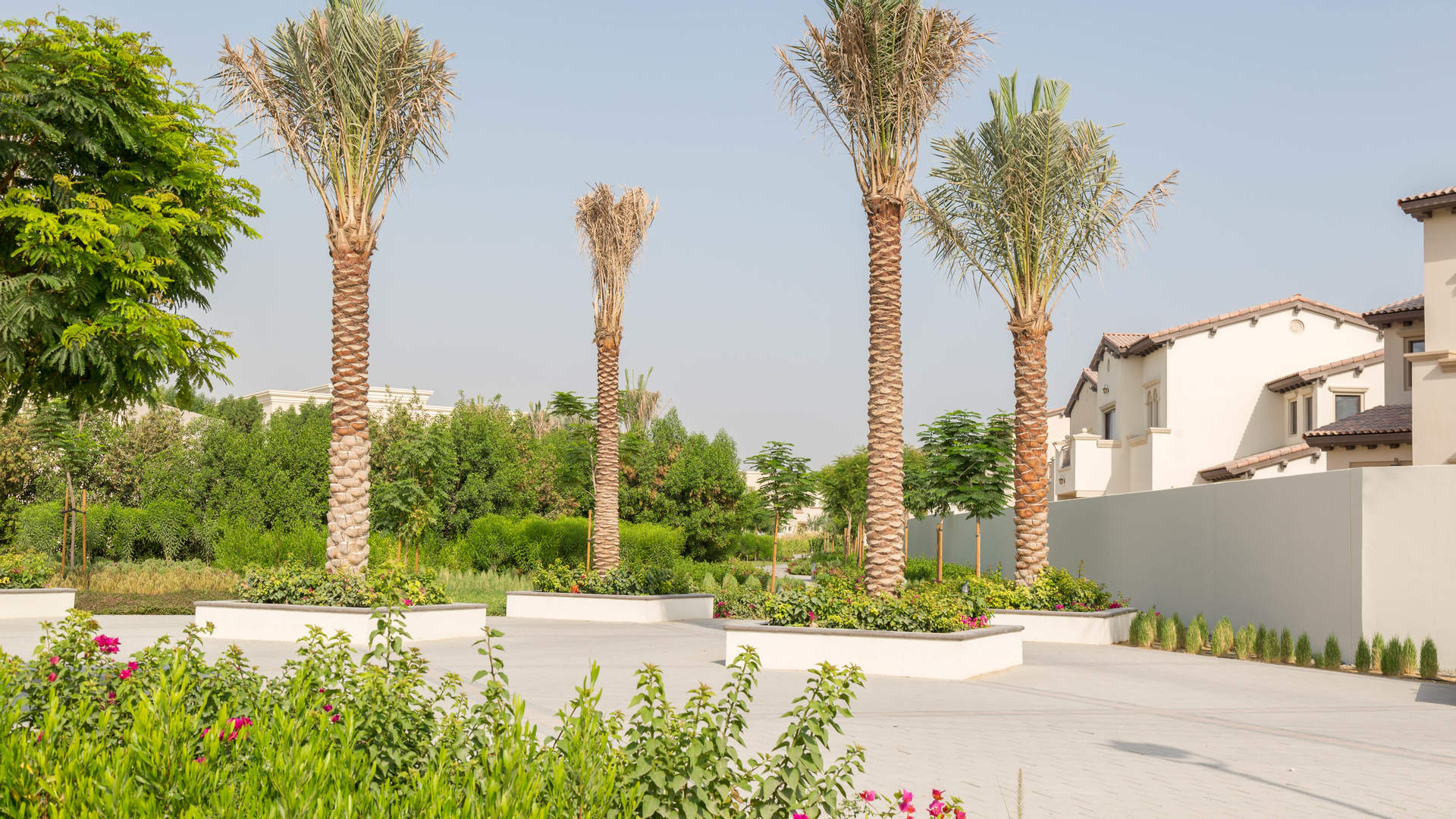 Elegant Spanish Style Rasha Villas with lush landscaping in Arabian Ranches 2 community