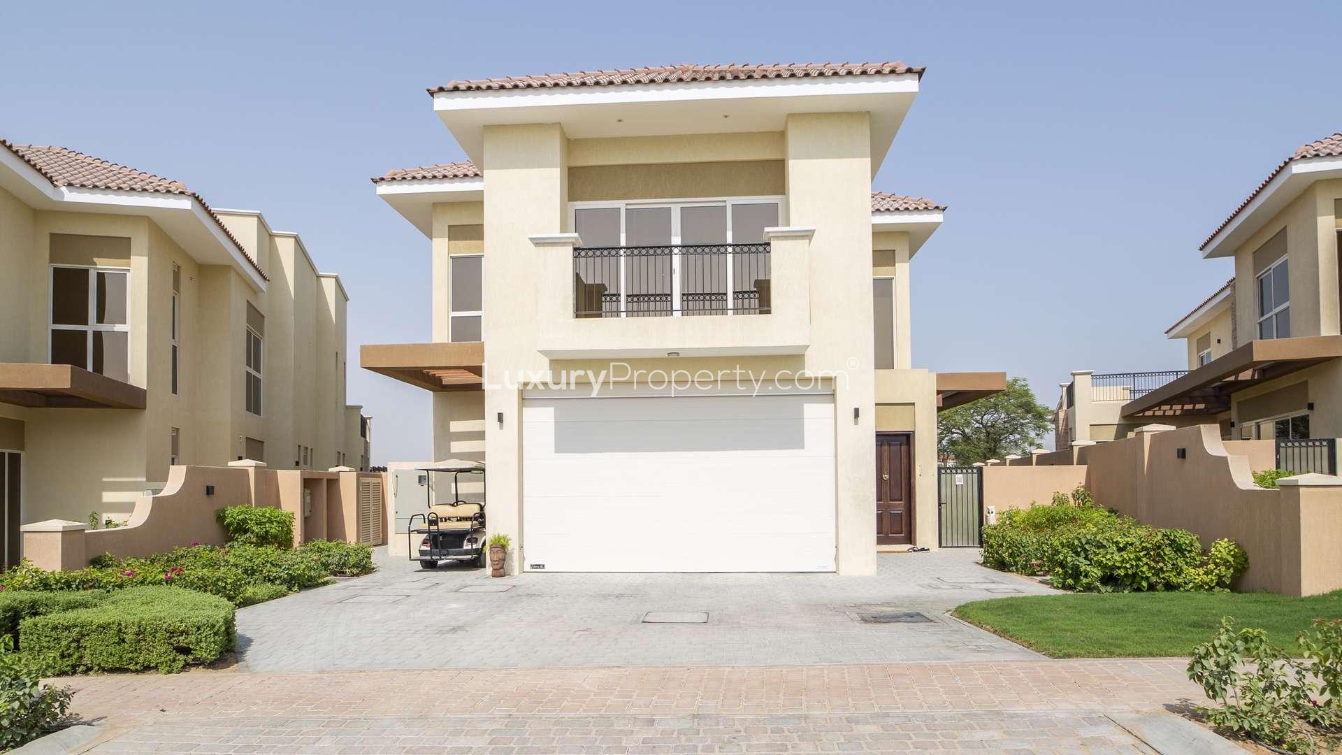 Five-bedroom villa exterior in Sienna Views, Jumeirah Golf Estates, rent-to-own opportunity