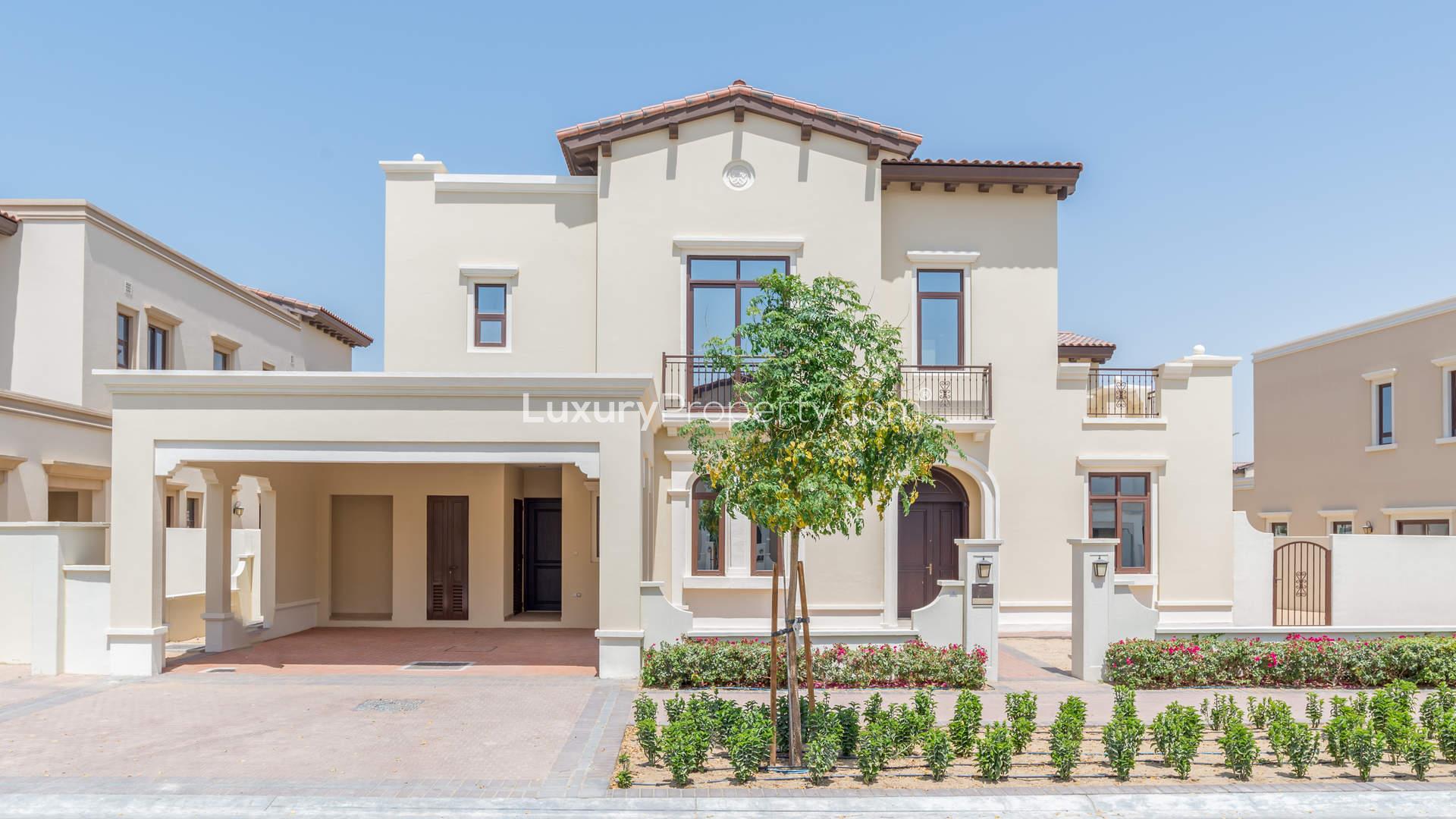 Spanish-style luxury villa exterior at Rosa, Arabian Ranches 2, for sale