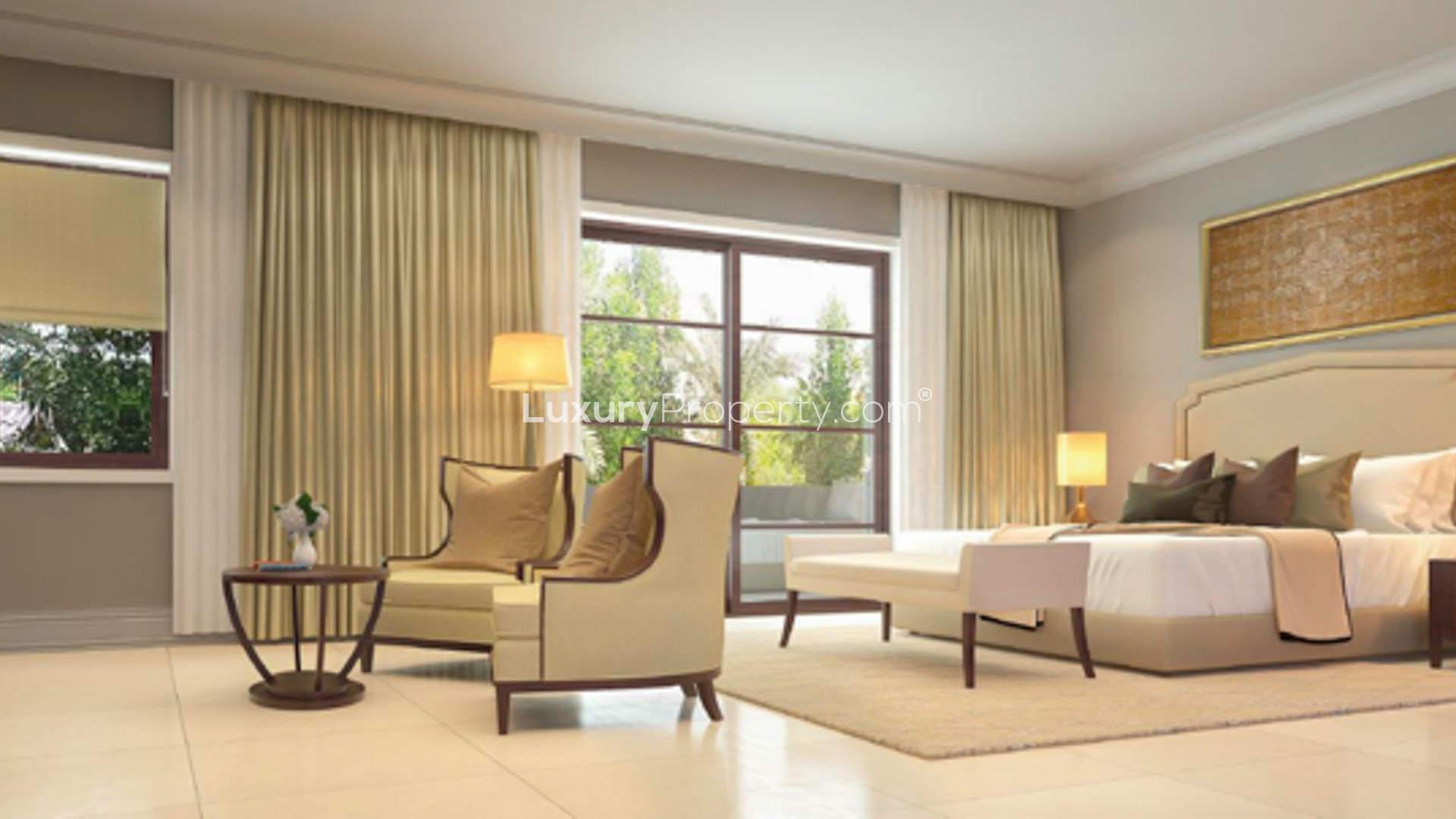 Spanish style luxury villa exterior in Rosa, Arabian Ranches 2, for sale