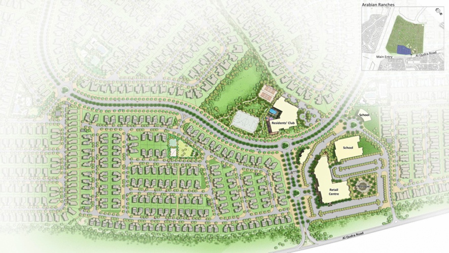 Map of Samara Residences community layout in Arabian Ranches 2, Dubai, highlighting amenities